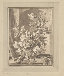 Vase with Flowers in a Niche by Bernhard Schreuder