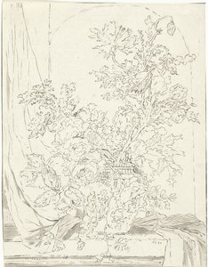 Vase with Flowers in Front of a Niche