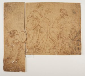 Maenad Plays the Cymbal. Nemesis Reads Aloud the Deeds of the Human Beings to Jupiter