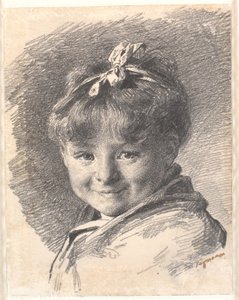 Portrait of a Little Girl with Short Hair and Headband by Bertha Wegmann