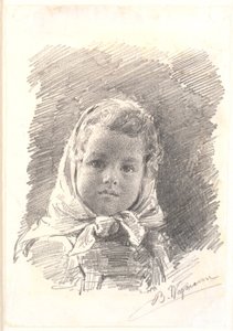 Portrait of a Little Girl with a Headscarf by Bertha Wegmann
