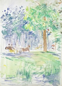 Horse and Carriage on a Woodland Road