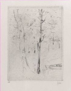Landscape Tree-Trunks near a River by Berthe Morisot
