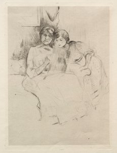 The Drawing Lesson (Berthe Morisot Drawing with Her Daughter) by Berthe Morisot