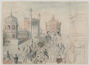 British troops in a Sikh town, probably Allahabad by Bethune Donald Grant