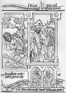 Fragment facsimile of page 28 of the Bible of the Poor, 1849