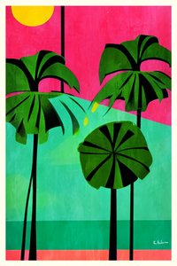 Pink Sky Tropical Palms