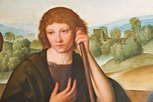 Adoration of the Shepherds Madonna with Infant Jesus and two shepherds (detail) by Boccaccio Boccaccino