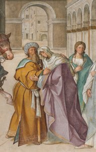 Central Nave, First North Span, Meeting of St. Joachim and St. Anna at the Porta Aurea (detail) by Boccaccio Boccaccino