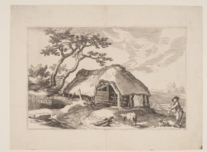 Plate 17, from Landscapes with Farmhouses by Boetius Adams Bolswert