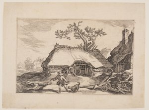 Plate 6, from Landscapes with Farmhouses by Boetius Adams Bolswert