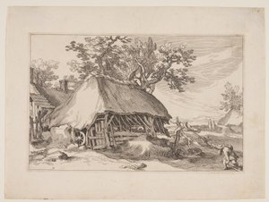 Plate 7, from Landscapes with Farmhouses by Boetius Adams Bolswert
