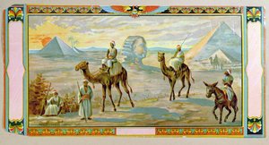 The Sphinx and the Pyramids, label from a fez box, c.1910 by Bohemian School