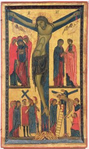 The Crucifixion with Holy Women, Mourners, Christ on the Road to Calvary and the Deposition, Right Panel of a Diptych by Bonaventura Berlinghieri