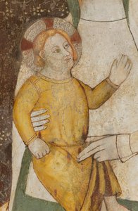 North Transept, Altar of St. Michael the Archangel, Behind the Altarpiece the Frescoes by Bonifacio Bembo, Virgin and Child (detail)