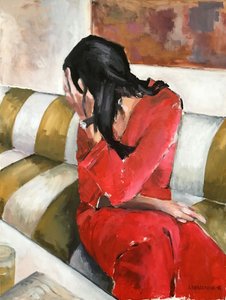 Emotional Woman in Red by Borgenhag Holmqvist