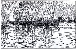 Illustration for the Poem Grandfather Mazay and the Hares by N. Nekrasov