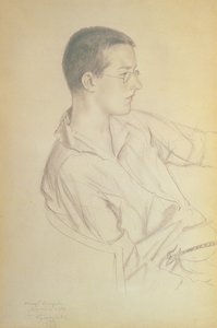 Portrait of Dmitri Dmitrievich Shostakovich, 1923 by Boris Mikhailovich Kustodiev