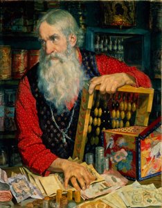 The Merchant Old Man with Money by Boris Mikhailovich Kustodiev