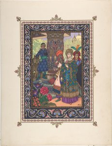 Illustration for the Fairy tale of Ivan Tsarevich, the Firebird, and the Gray Wolf, c. 1925