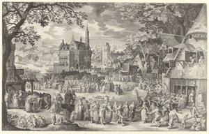 Peasant Fair in Front of the Weigh House on the Village Square from Die Boere Cermis