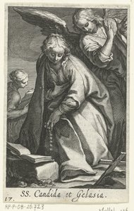 Saints Candida and Gelasia as Hermits with Angel (series: Hermits, Sacra Eremus Ascetriarum) by Boëtius Adamsz. Bolswert