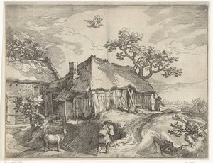 Landscape with Farm and Abduction of Ganymede (Views of the Countryside) by Boëtius Adamsz. Bolswert