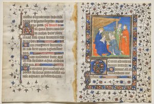 Bifolio from a Book of Hours: Adoration of the Magi