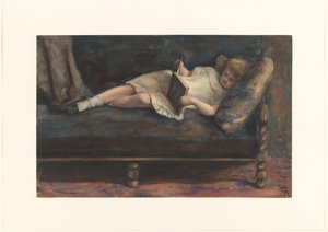 Reading Girl Lying on a Bench by Bramine Hubrecht