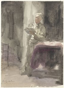 Man with a Book Standing by a Table and Window