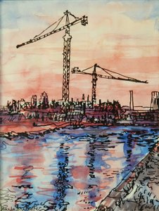 Canal Evening with Cranes by Brenda Brin Booker