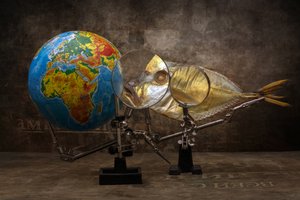 Magnifying Fish and Globe by Brig Barkow