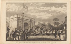 Her Majesty Leaving Buckingham Palace, June 28, 1838 (left half) by British 19th Century