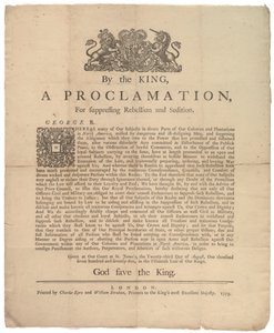 A Proclamation, for Suppressing Rebellion, 23rd August 1775 by British School