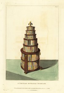 A Circular Moveable Bookcase by British School