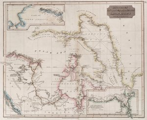 Chart showing discoveries of Ross, Parry and Franklin in the Arctic during 1818-1827 by British School