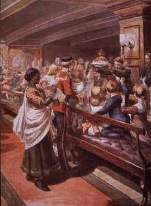 Christmas Dinner on British Troopship Bound for England from India by British School