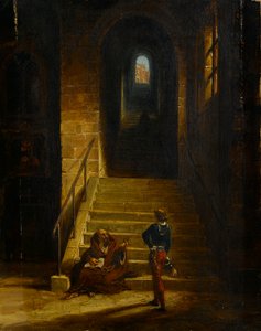 Interior of a Castle, with a Seated Monk