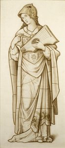 Muse of Lyric Poetry - Cartoon for Stained Glass, c.1890 by British School