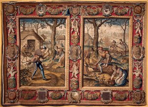 November and December: Agricultural Work and Pig Slaughter (Tapestry, 17th century, Mortlake) by British School