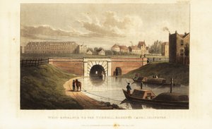West Portal to Islington Tunnel, with a horse towing a barge along Regent’s Canal