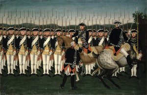 Friedrich II (1712-86) with the Hesse Guard Regiment by Brock