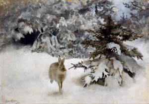 A Hare in the Snow by Bruno Andreas Liljefors