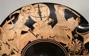 Attic Red-Figure Cup Depicting Scenes from the Trojan War (detail)