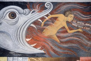 Fresco at church of Nativity of Virgin, Rila Monastery, Bulgaria