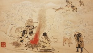 Sika Deer Hunting. From the series The Ainu, Second Half of the 19th century by Byozan Hirasawa