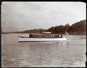 View of the Yacht Delicia of the New York Yacht, Launch and Engine Co. on the Hudson River near Morris Heights, New York, 1903
