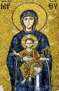 Comnenus Mosaic Depicting Madonna and Child, Hagia Sophia, Turkey by Byzantine