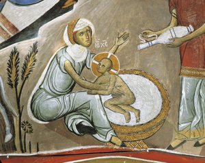 Fresco of Virgin Mary and Jesus Christ, Panagia Too Araka, Byzantine, Troodos Mountains, Cyprus by Byzantine