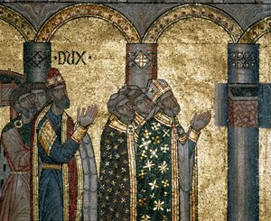 Byzantine Architecture: Discover the Urn of Saint Mark. Detail of Mosaic on Gold Background. Basilica di San Marco, Venice by Byzantine Byzantine